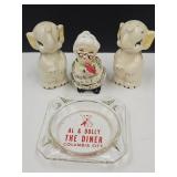 Vintage Shakers, Elephants & Columbia City Ashtray