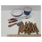 Wood Handle Utensils, Clothes Pins +