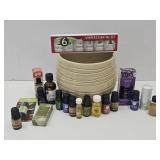 Lot of Scented Essinial Oils & Planter