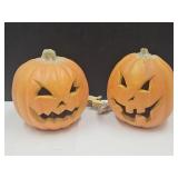 2 Electric Halloween Pumpkins See Small Hole