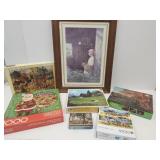Puzzle Lot & Framed Little Girl Picture
