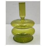 VTG CHARTREUSE RETRO Green Candleholder 6"