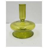 VTG CHARTREUSE RETRO  Green Candleholder 4.5" h