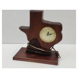 Wood Texas Mantle Desk Clock 10" x 11" high