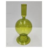 VTG Chartreuse Green  Glass Retro 7"Candleholder