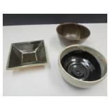 3 Signed  Pottery Dishes
