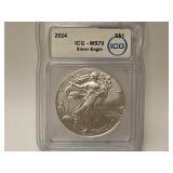 Graded MS70 Silver Eagle Dollar Coin