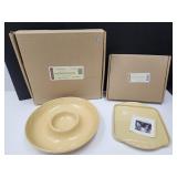 Longaberger Pottery-8x8 Baking Tray& Chip/Dip Bowl