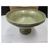 Longaberger Pottery-Compote Bowl- Sage