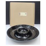 Longaberger Pottery- Chip&Dip Bowl-Ebony