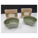 Longaberger Pottery- 2 Interlocking Bowls-Sage