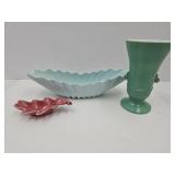 14" L VTG Shawnee Pottery & Fire King 7.5" Vase +