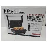 Elite Cuisine Stainless Steel 3 In 1 Panini Grill