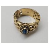 18KG Electroplated w Blue Stone Ring Sz 11.5