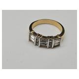 Goldtone & CZ Ring Sz 8