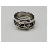 Silvertone & Enamel Nesting Ring Set Sz 7