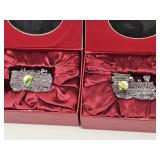 2 Waterford Crystal; Train Ornaments W Boxes