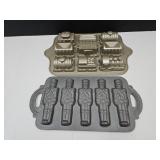 Cast Iron Soldior Pan & Nordic Ware Railroad Pan
