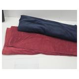 2 Throw Blankets; Red 54 x 48" & Dark Blue 58 x 49