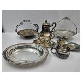 Heavy Lot Silverplate Platters, Gravy Boat +