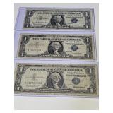 Three $1 Silver Certificates 57, 57A, & 57B