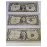 Three $1 Silver Certificates 57, 57A, & 57B