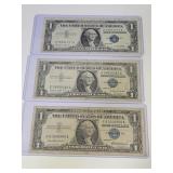 Three $1 Silver Certificates 57, 57A, & 57B