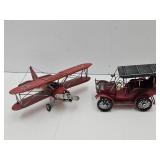 2 Metal Art Truck 8" L & Airplane 11.5" W