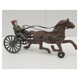 Vintage Cast Iron Horse & Jockey 10" L