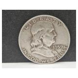 1959 D Franklin Silver Half Dollar Coin