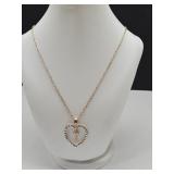 Rhinestone Heart & Ankh Necklace