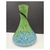Pretty Hand Blown Art Glass Swirl Vase 9.5"