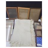 10 Framed Pictures Assorted Sizes & Cream Throw