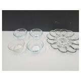 Clear Glass Egg Plate & Pyrex Dessert Dishes