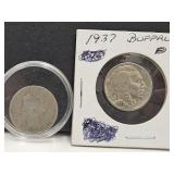 1905 V + 37 Buffalo Nickels