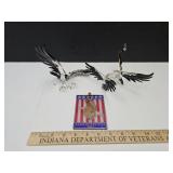 Beautiful Art Glass Hand Blown Eagles 8.5" W