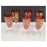 Italy Set of 6 Cranberry MCM Wineglasses