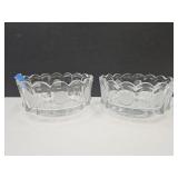 2 Fostoria Frosted Coin Dot Bowls 7.25W w Chip