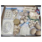 Wood Crafts w Wooden Tags, Eggs, +