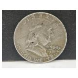 1954 D  Silver Franklin Half Dollar Coin