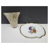 Carnival Glass Wall Pocket & Floral Tray