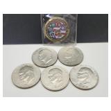 5 Ike Dollar Coins & Medallion