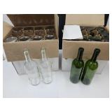 12 Clear & 12 Green Wine Bottles