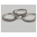 Beautiful Wedding 3 Ring Set Sz 6 Sterling Silver