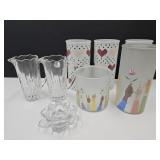 Crystal Pitchers & Lot Of Candle Holders