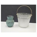 Glass Ice Bucket & Terracotta Vase 4" H
