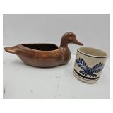 Pottery Duck 14" L & Planter 4 1/4"