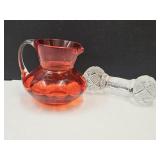 Vintage Cut Glass Knife Rest & Creamer 3 1/2"