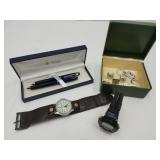 Watches- Lorus & Casio Untested, Cufflinks, & Pins