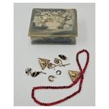 Genuine Incolay Stone Dresser Box w Jewelry